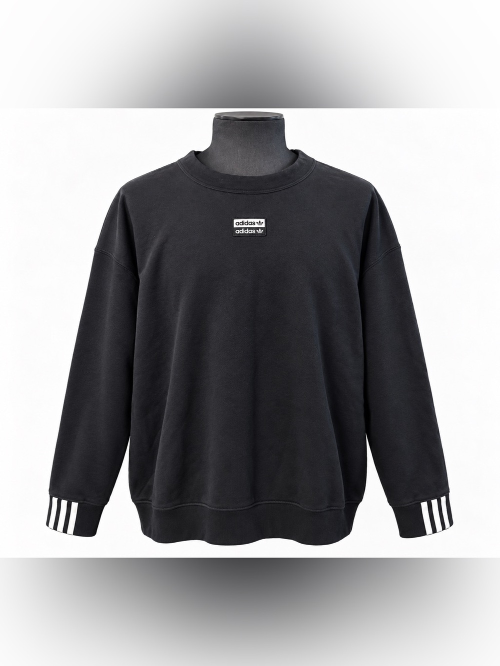 adidas Men’s Black Crewneck with Small Logo Patch